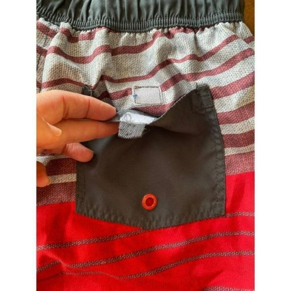 OCEAN Pacific OP Board Shorts Red Stripe Waist 32-34 Size M Lined Black Gray VGC - Picture 13 of 15